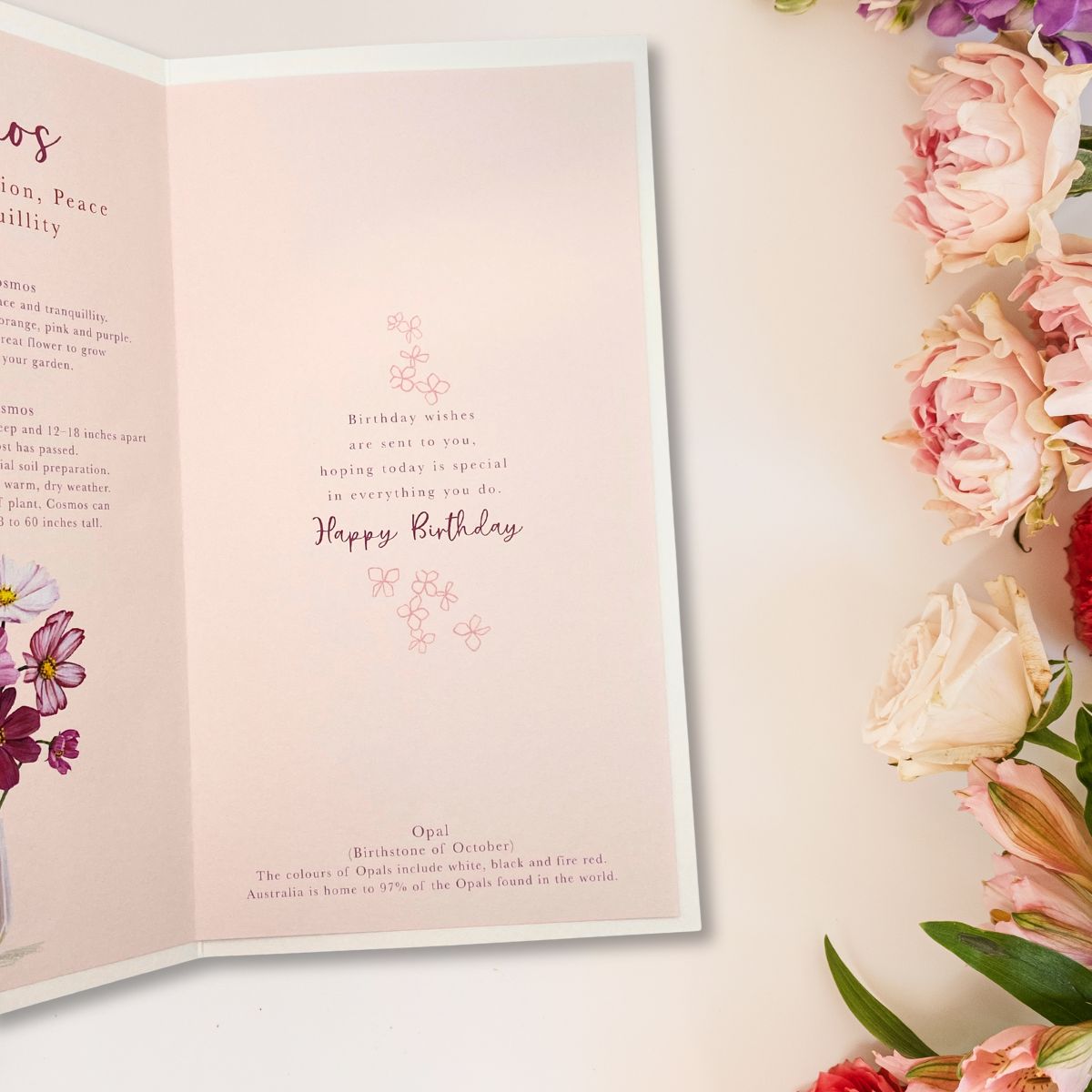 October Birthday Card - Month You Were Born Cosmos