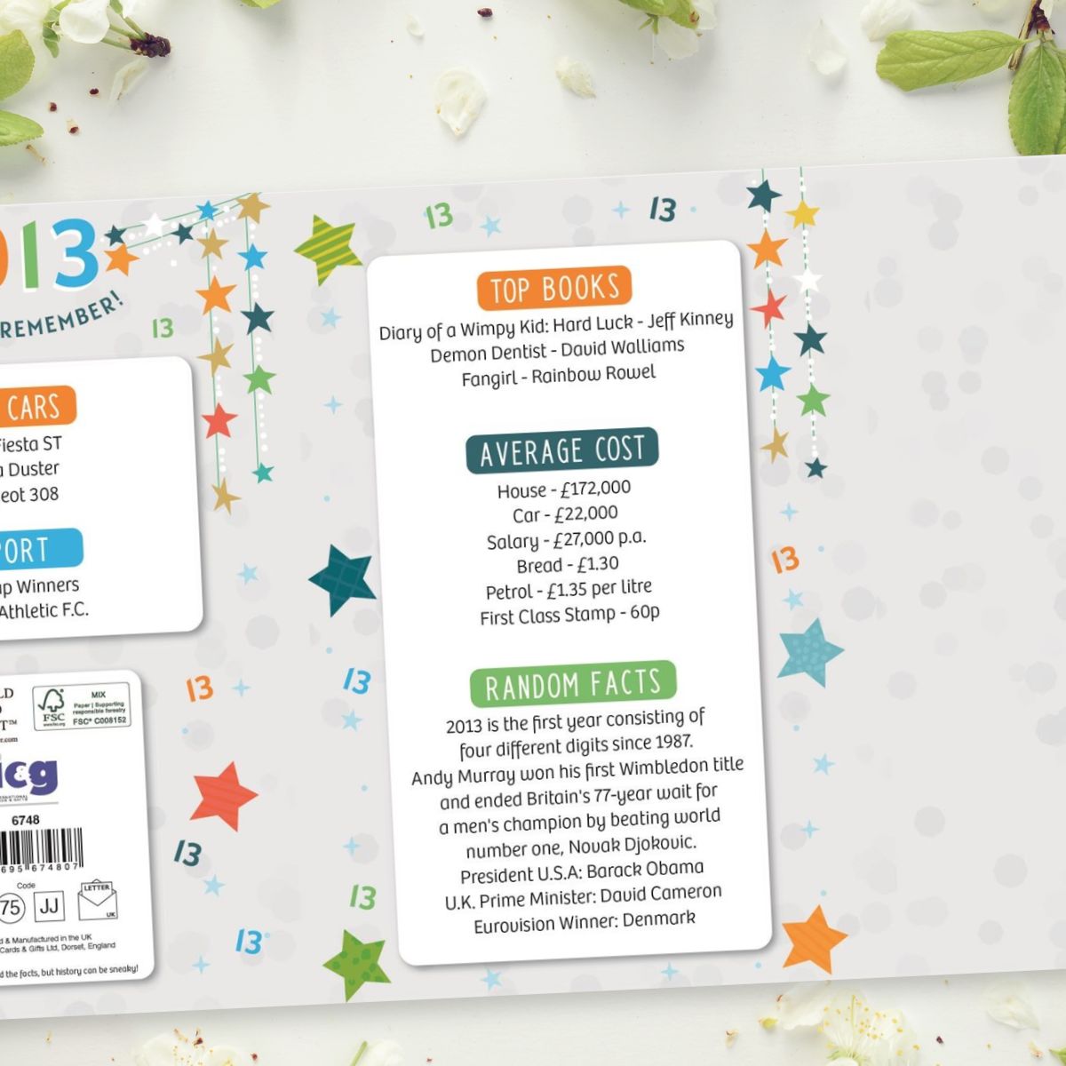 13th Birthday Card - Born In 2013 A Year To Remember! Blue