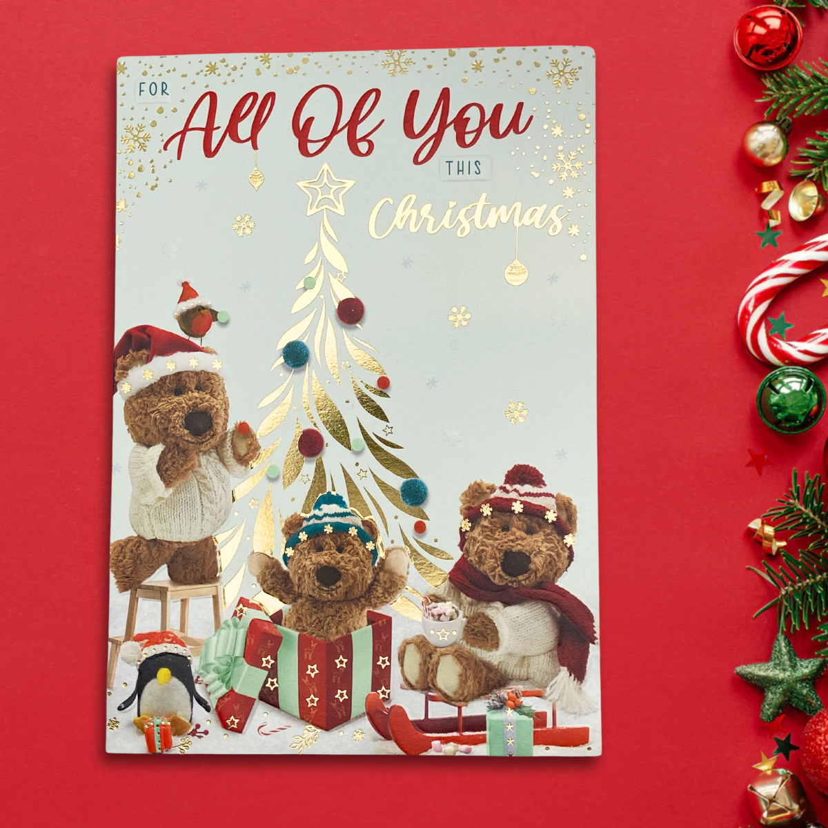To All Of You Christmas Card - Barley Bear
