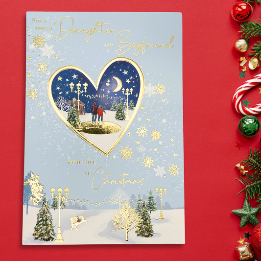 Daughter & Boyfriend Christmas Card - Golden Heart