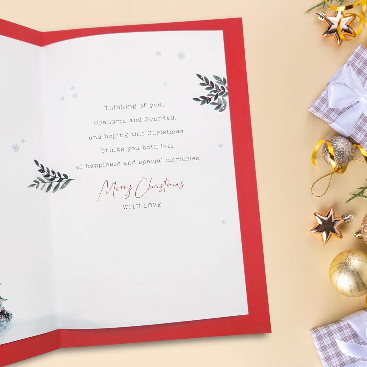 Grandma & Grandad Christmas Card - Snowy Cottage Scene