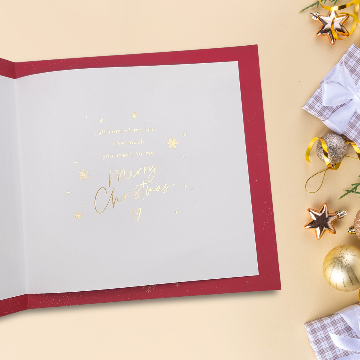 Husband Christmas Card - Gold & Silver Snowflakes
