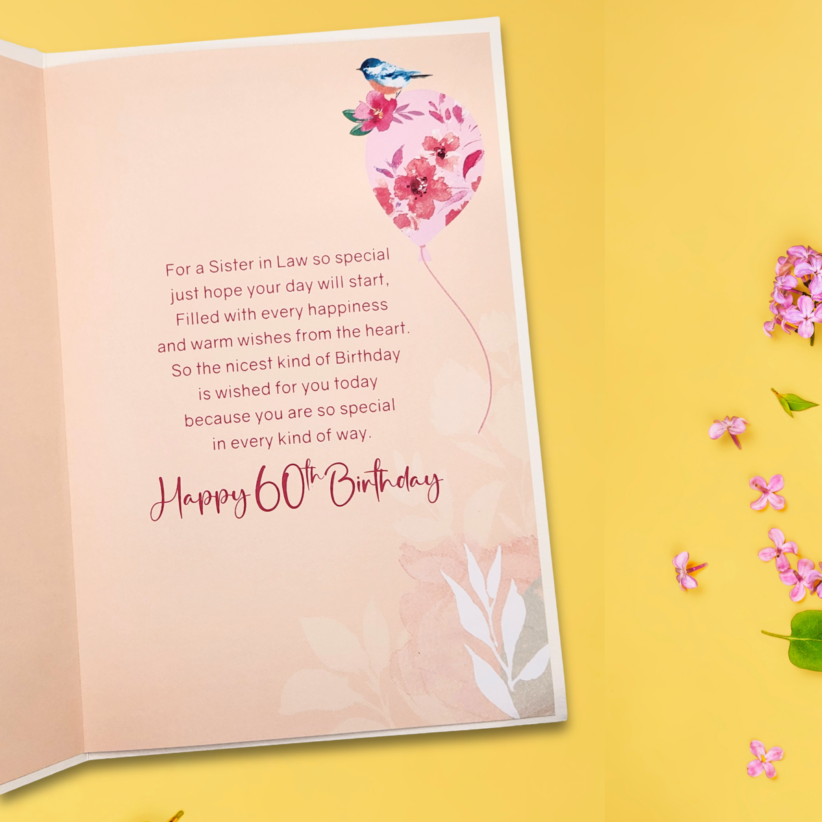 Sister-In-Law 60th Birthday Card - Floral Balloons