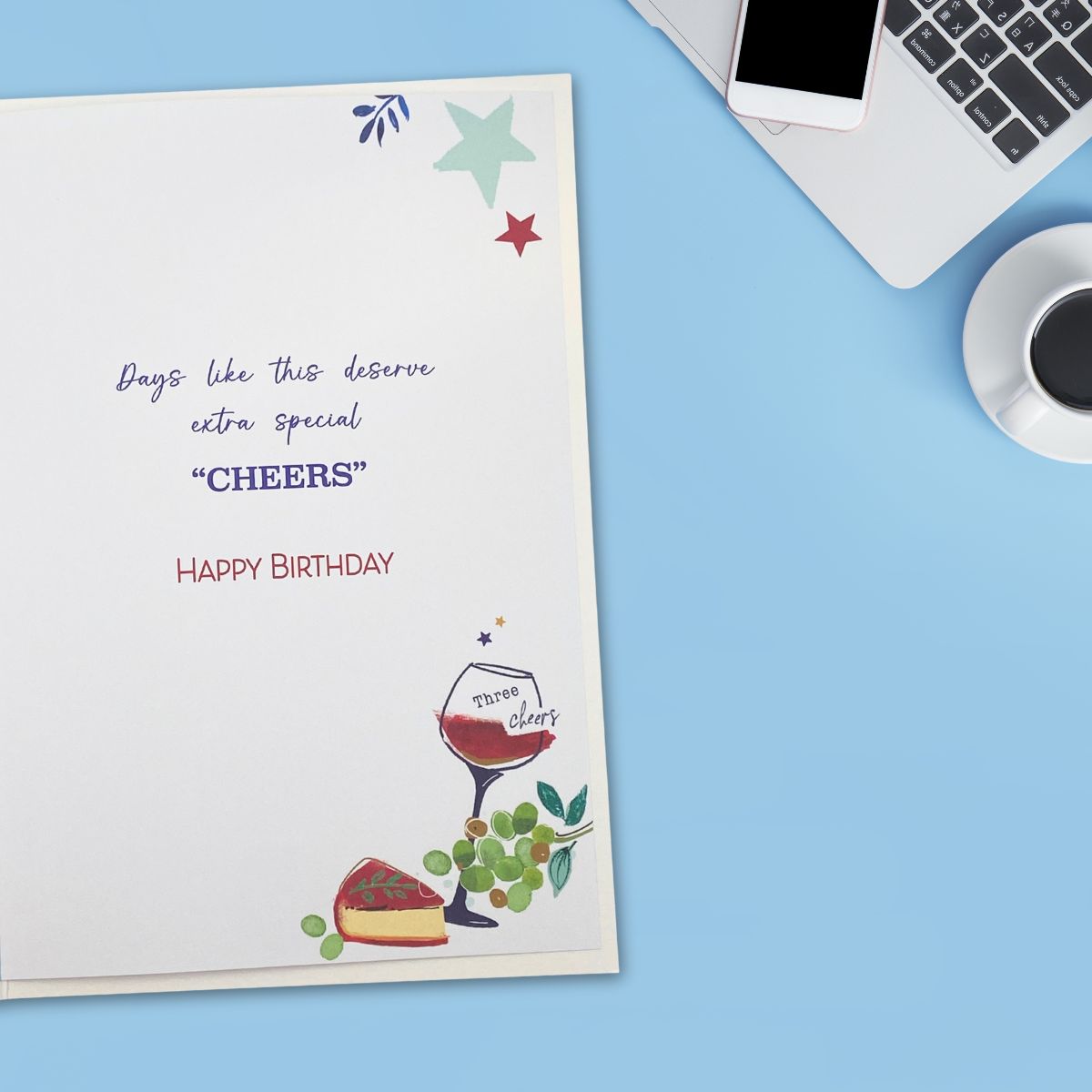 Signature Birthday Card - Cheese & Wine