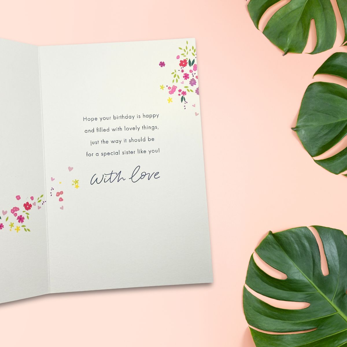 Sister Birthday Card - Floral Heart