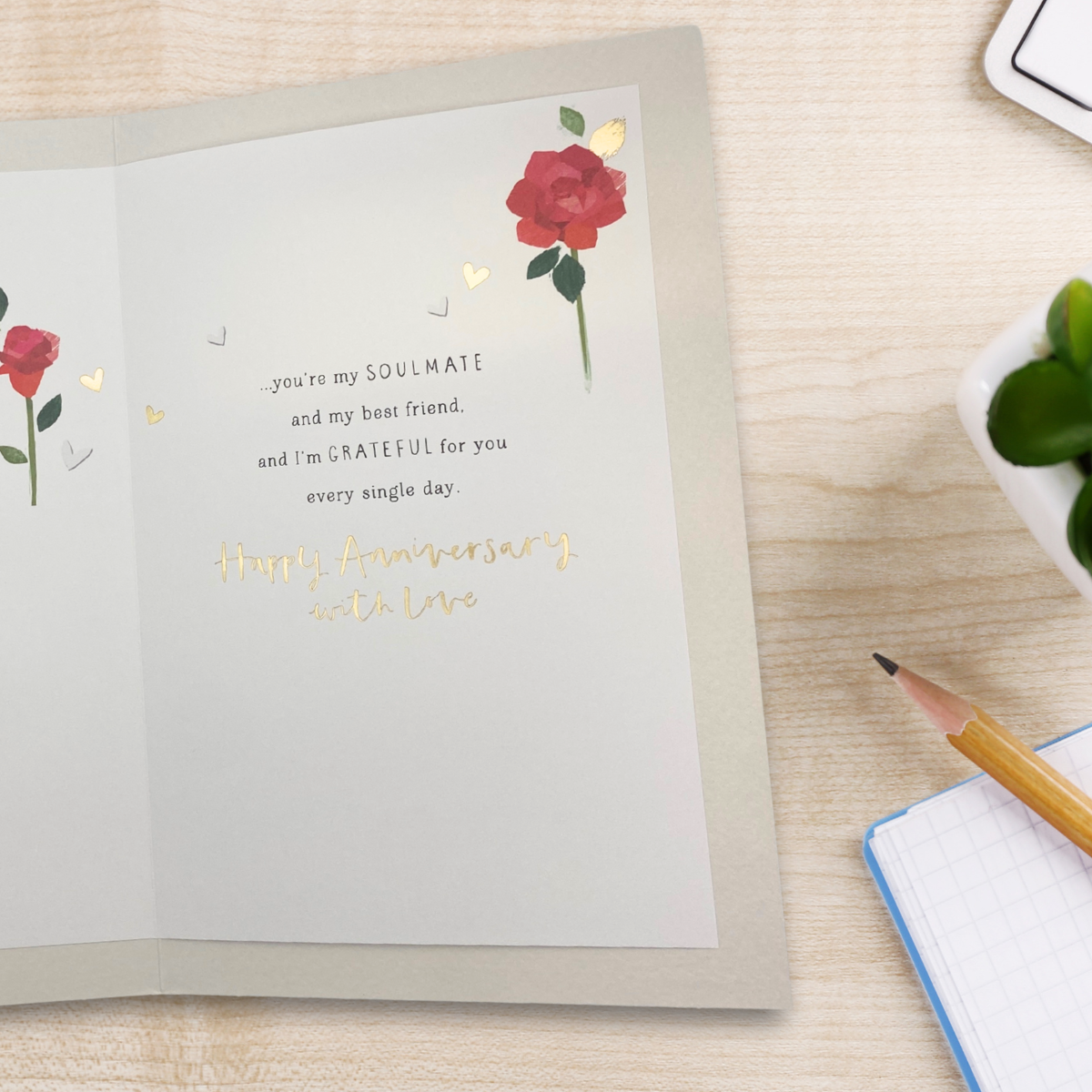 Wife Anniversary Card - Red Rose