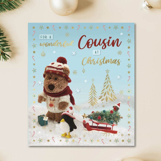 Cousin Christmas Card - Barley Bear