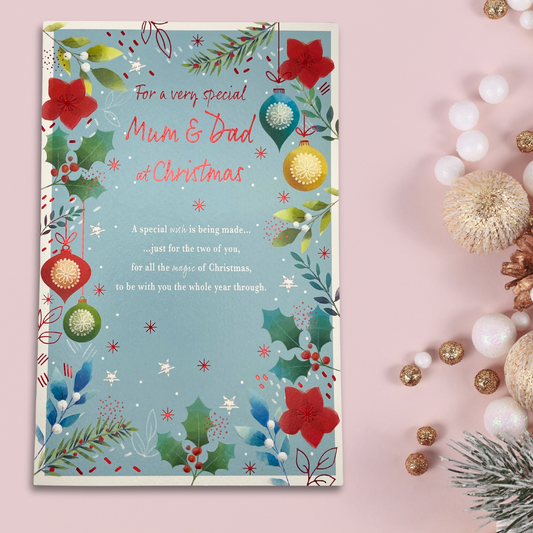Mum & Dad Large Christmas Card - Most Especially For You