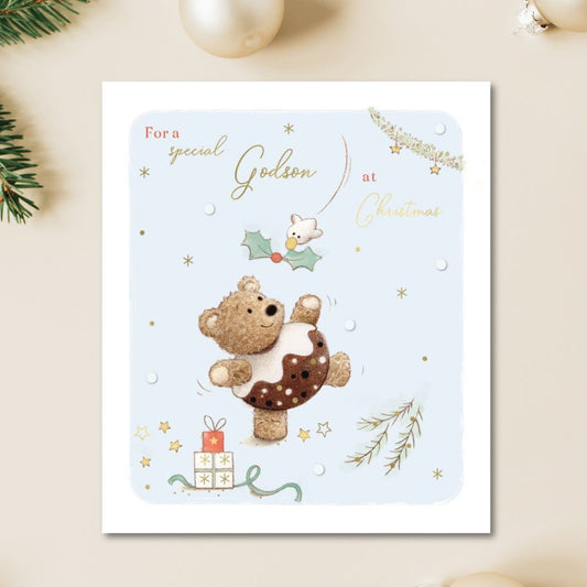 Godson Christmas Card - Barley Bear