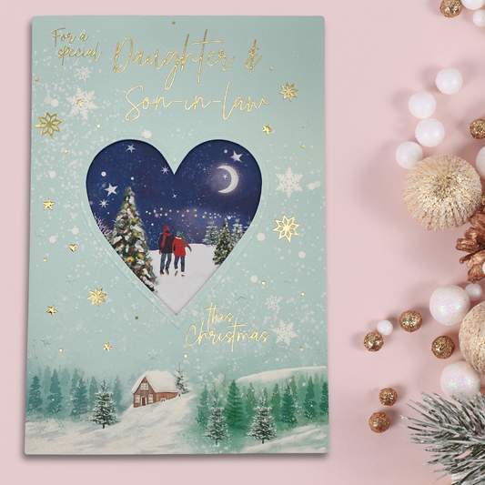 Daughter & Son-In-Law Christmas Card - Cut Out Heart