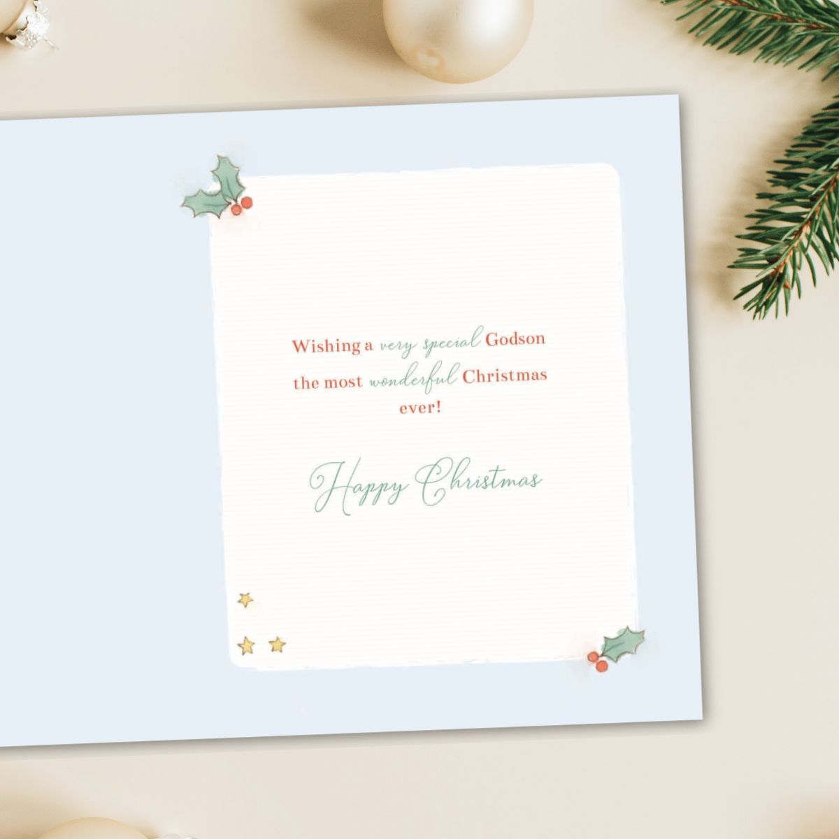 Godson Christmas Card - Barley Bear