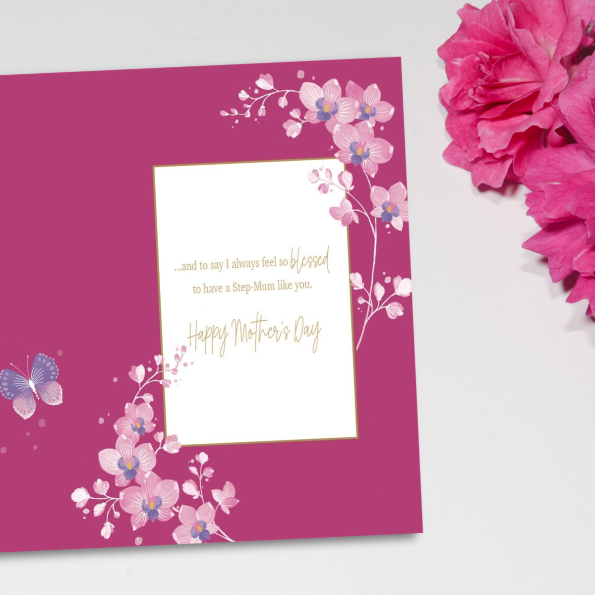 Step-Mum Mother's Day Card - Moonstone Orchid