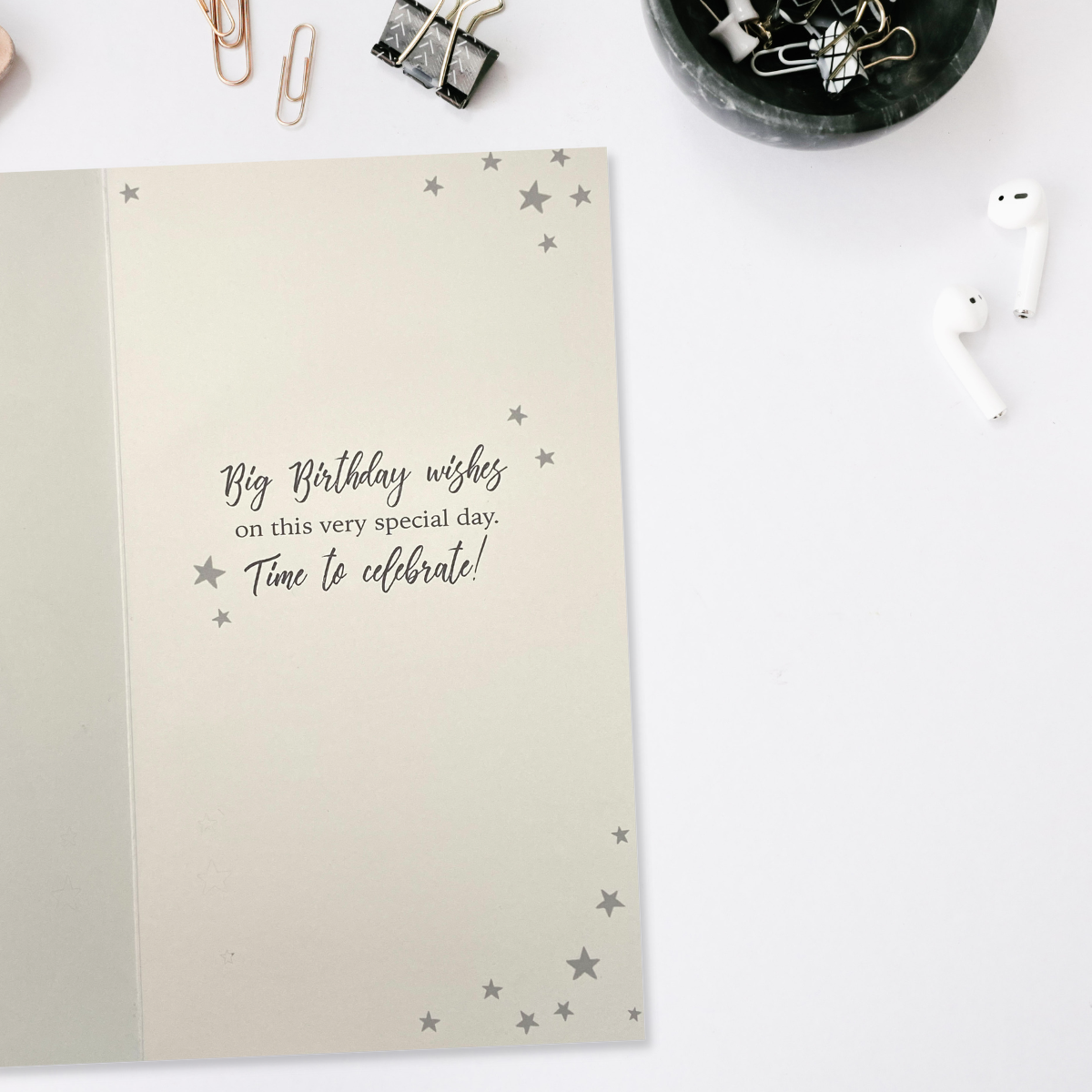 Inside image showing black verse on white card