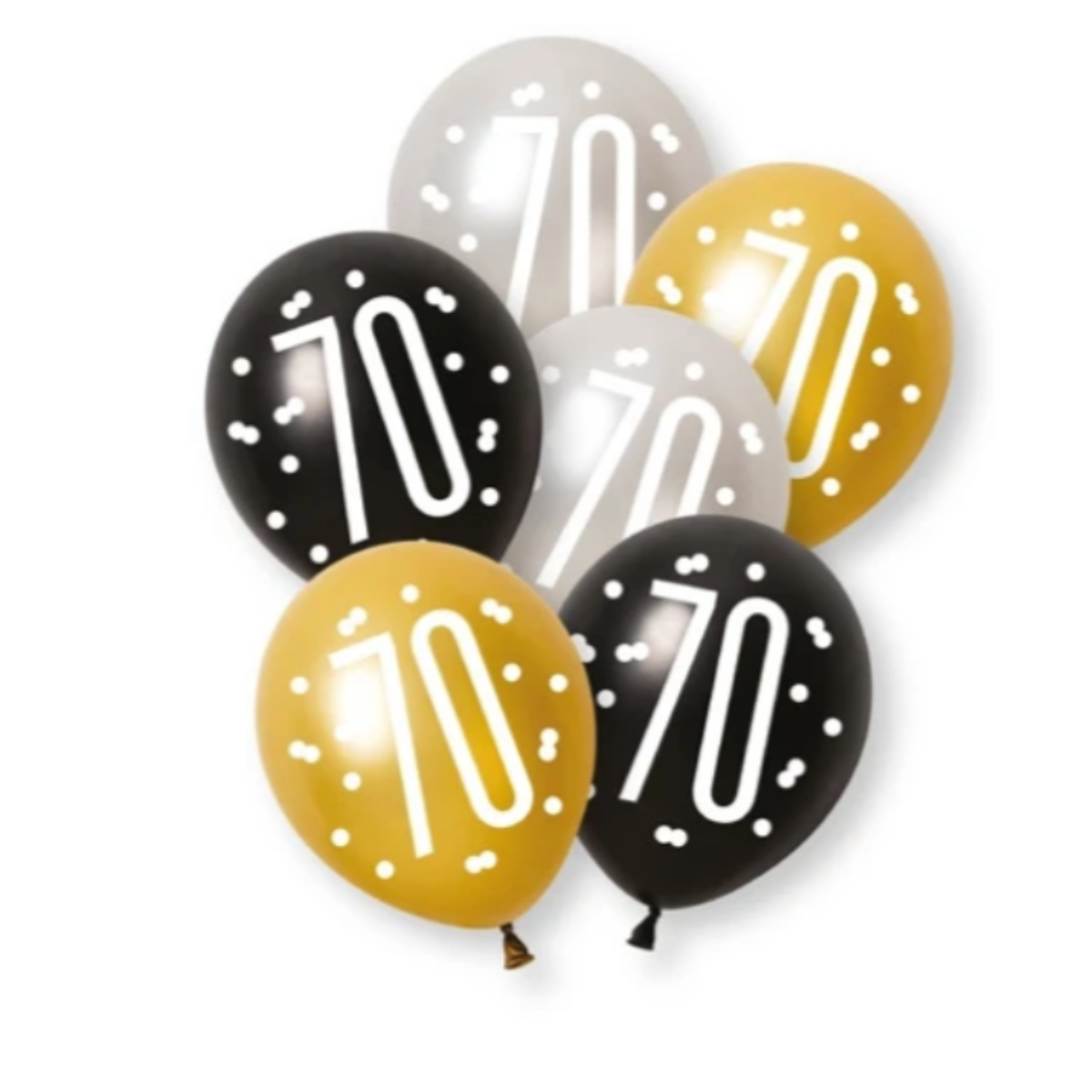 Unique Balloons - 6 x 12" Age 70 Black & Gold Glitz