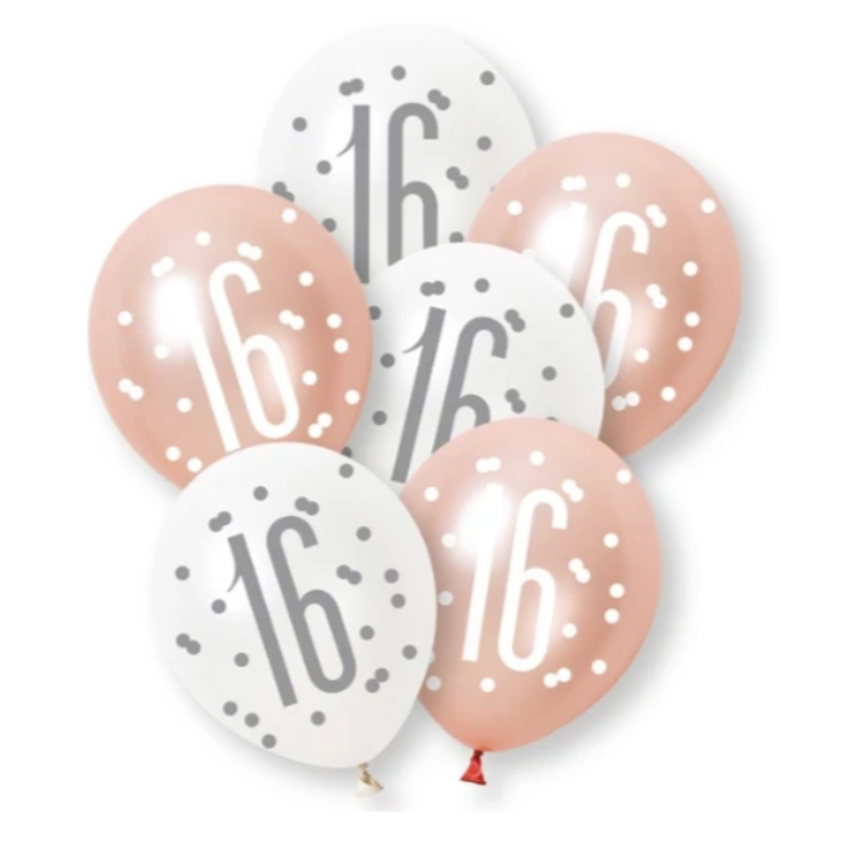 Unique Balloons - 6 x 12" Age 16 Rose Gold Glitz