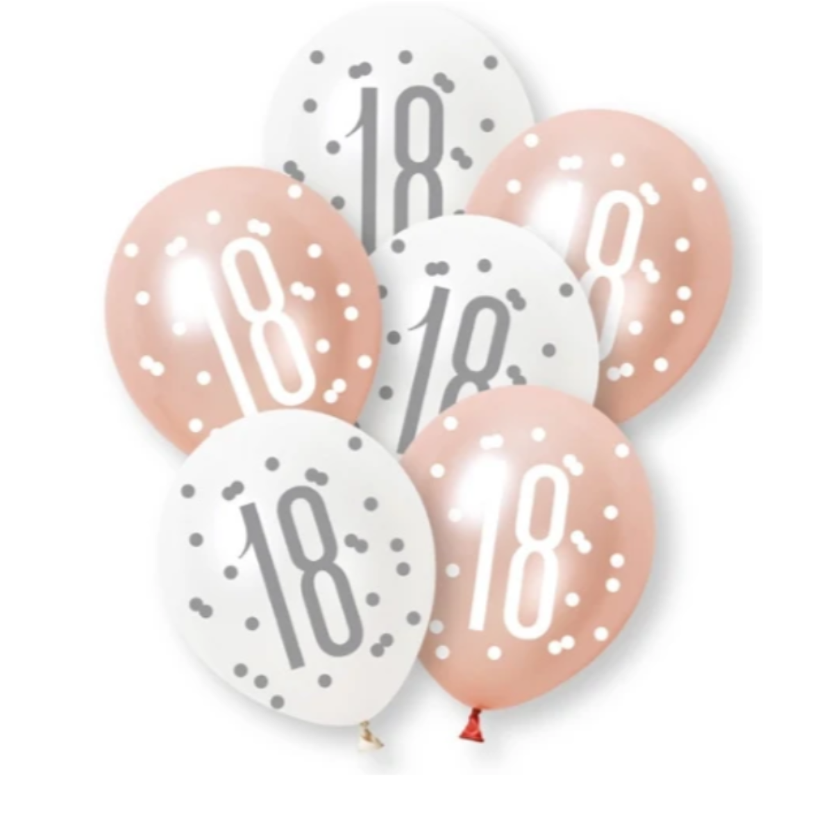 Unique Balloons - 6 x 12" Age 18 Rose Gold Glitz