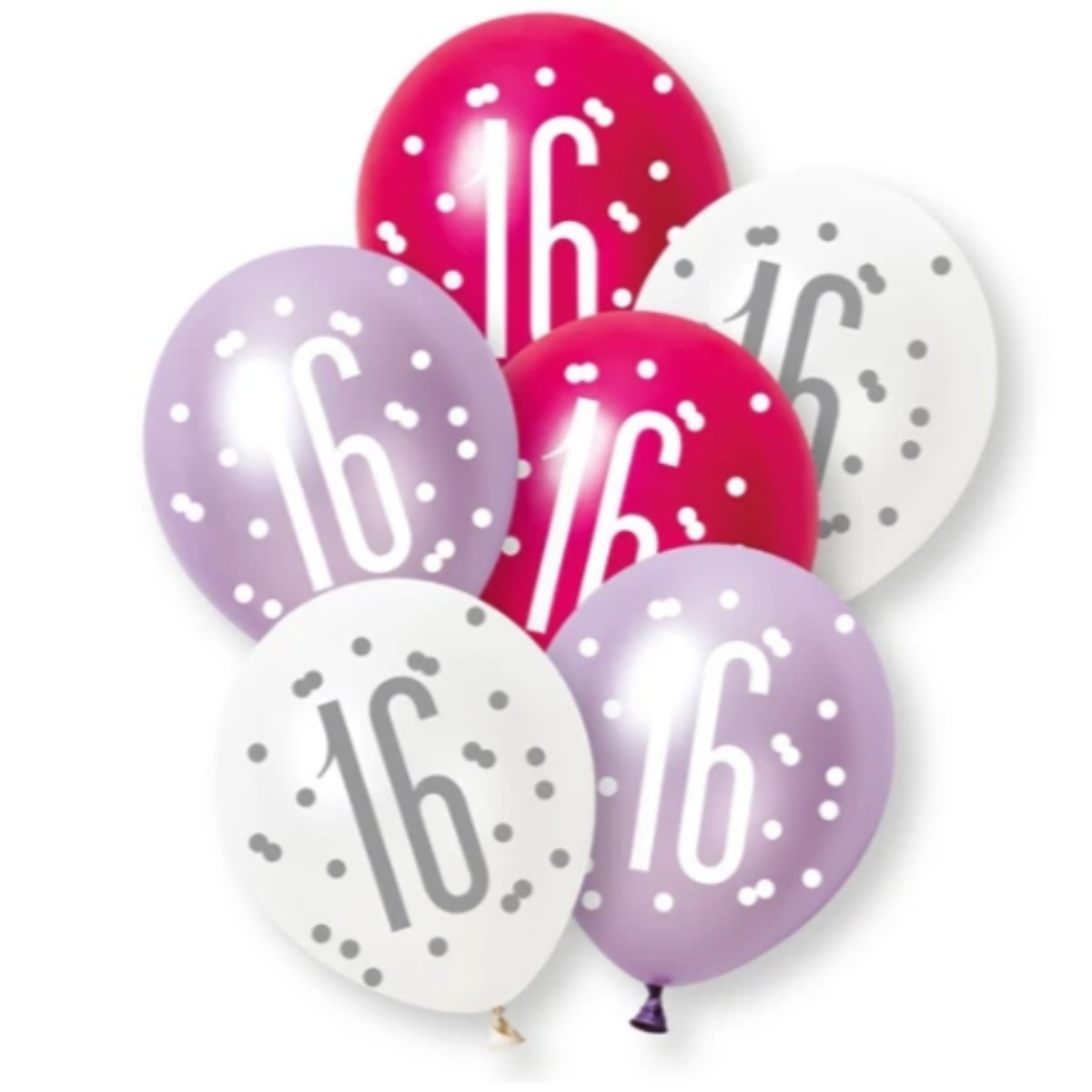 Unique Balloons - 6 x 12" Age 16 Pink & Purple Glitz