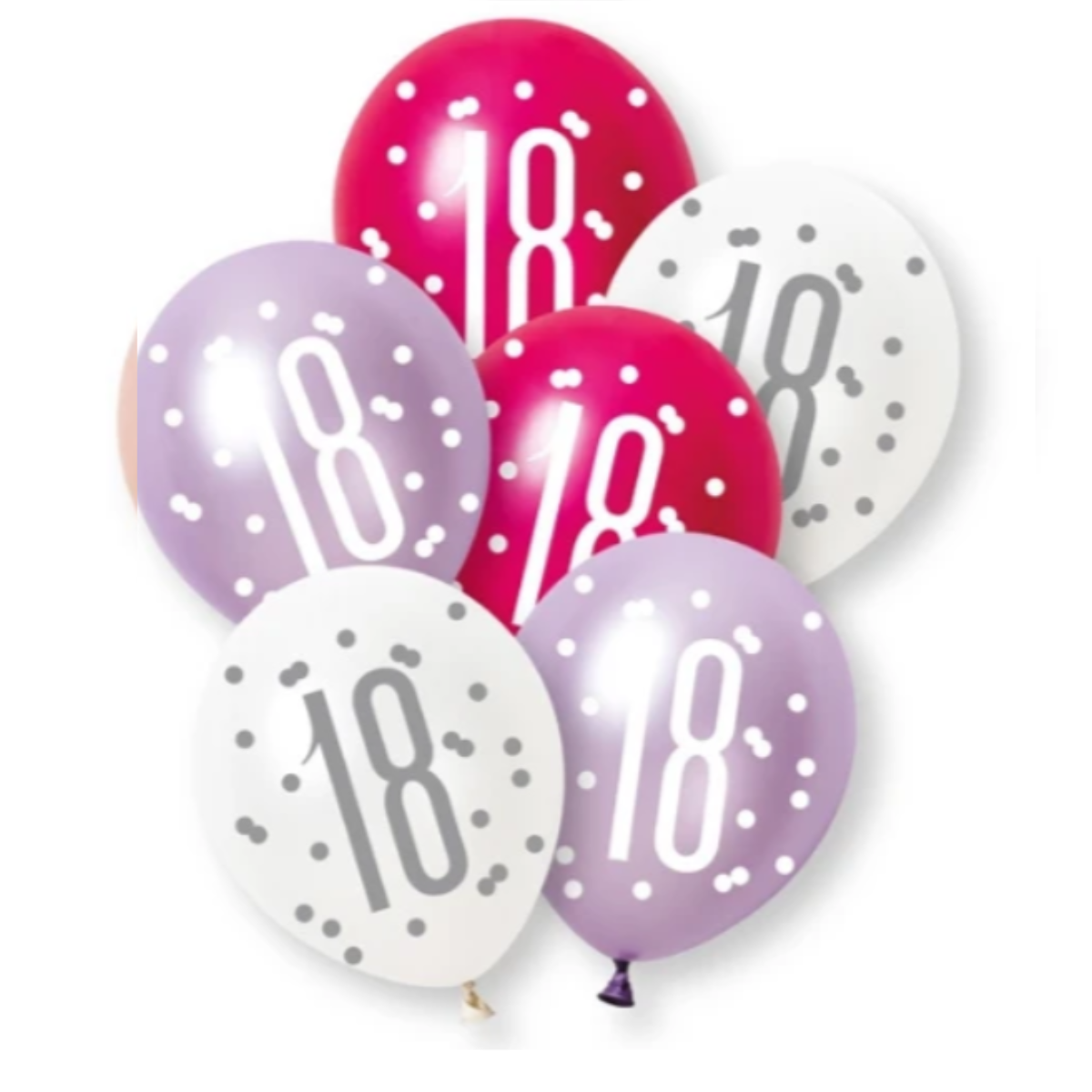 Unique Balloons - 6 x 12" Age 18 Pink & Purple Glitz