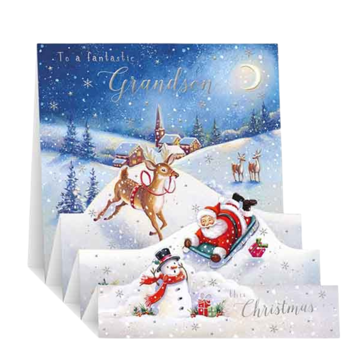 Grandson Christmas Card - Zig Zag Pop Up