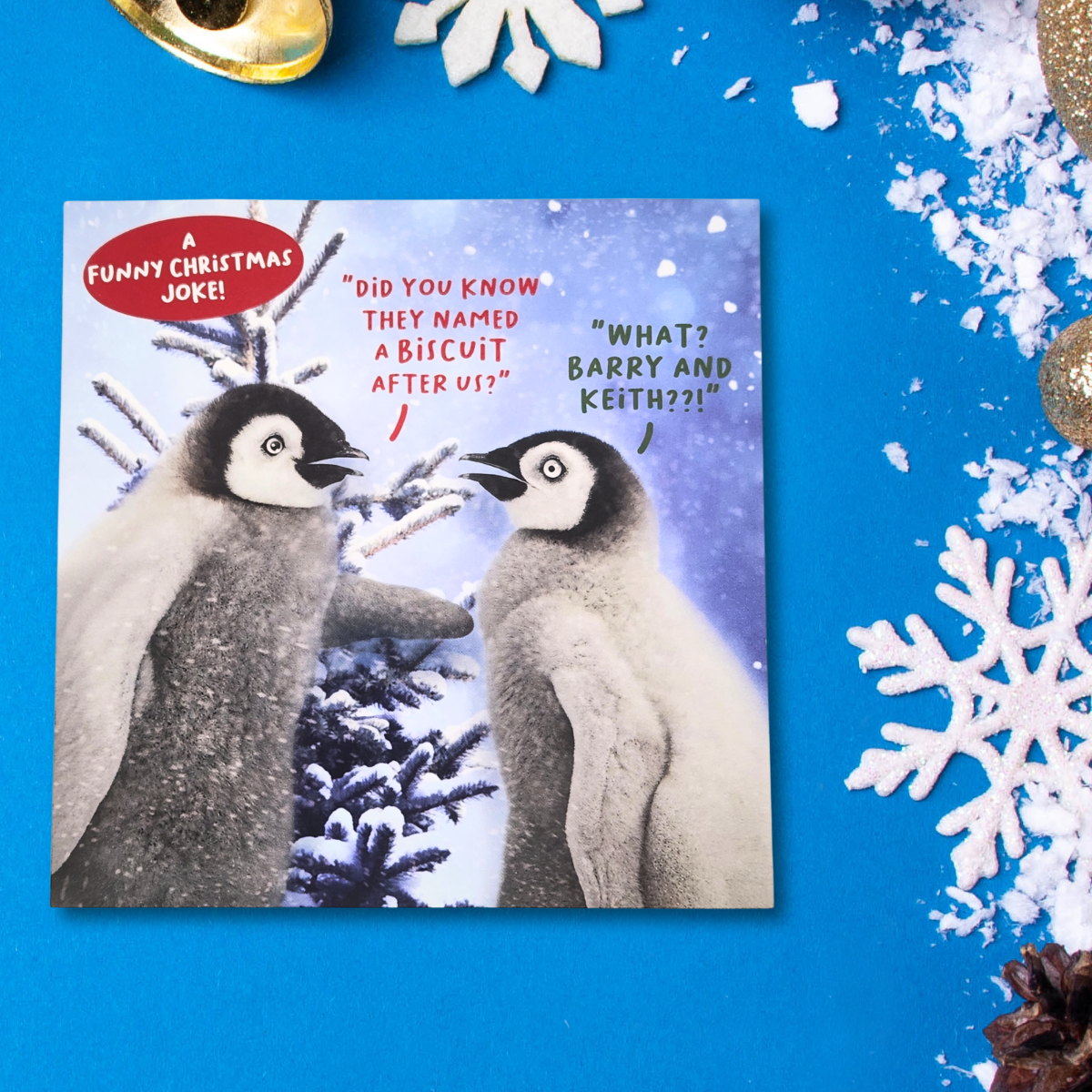 Funny Christmas Card - Virtual Safari Penguin Biscuit