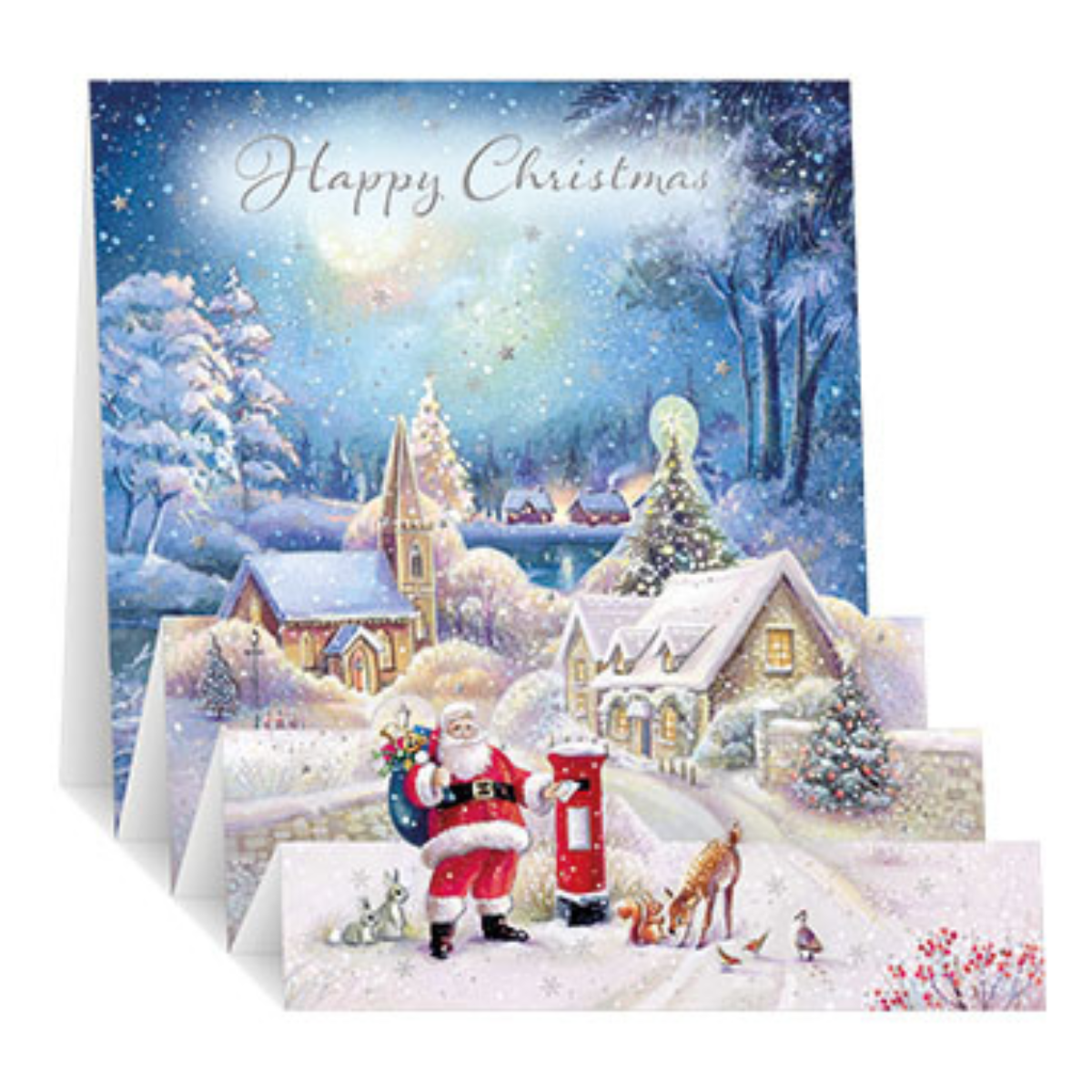 Open Christmas Card - Zig Zag Pop Up Santa Post