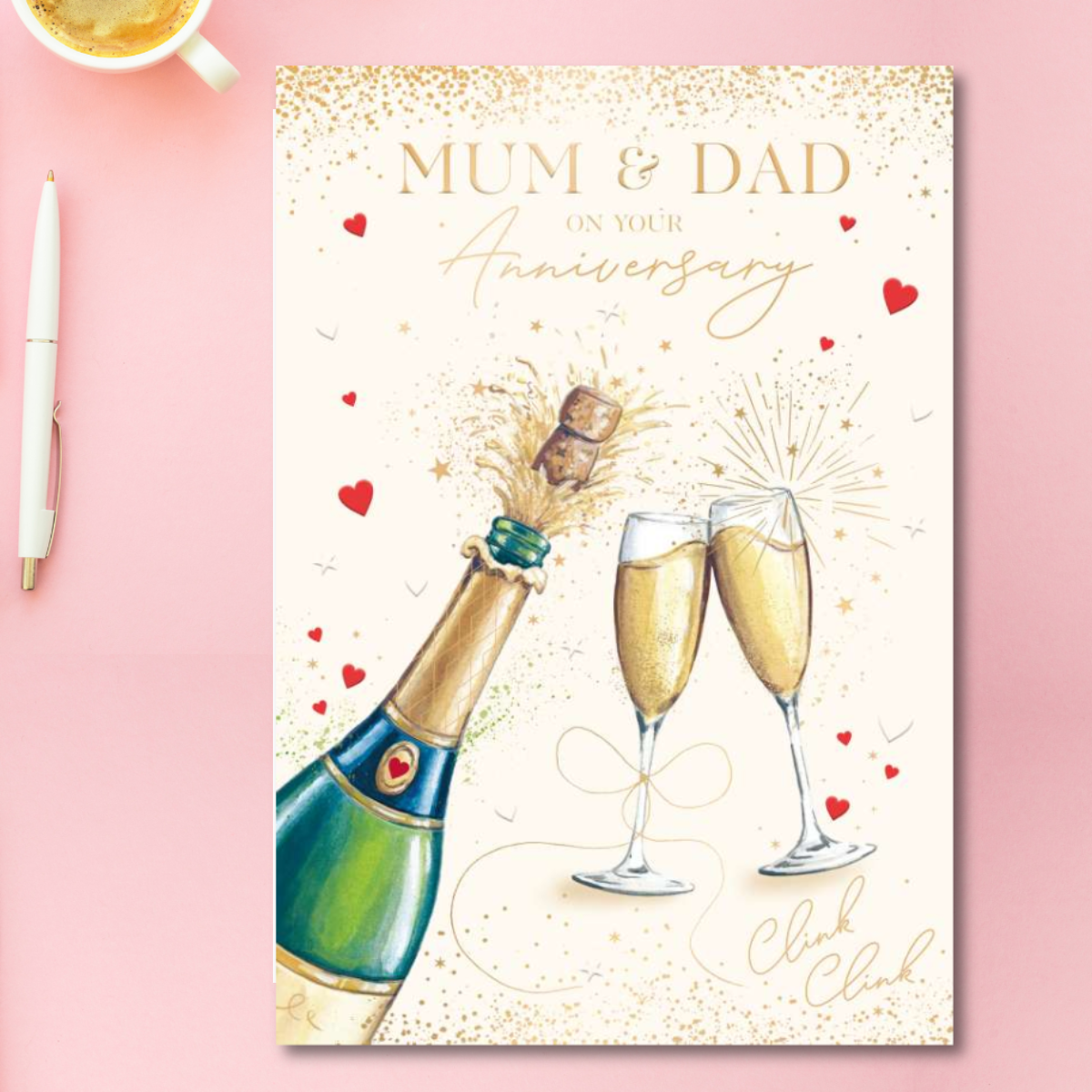Mum & Dad Anniversary Card - Clink Clink