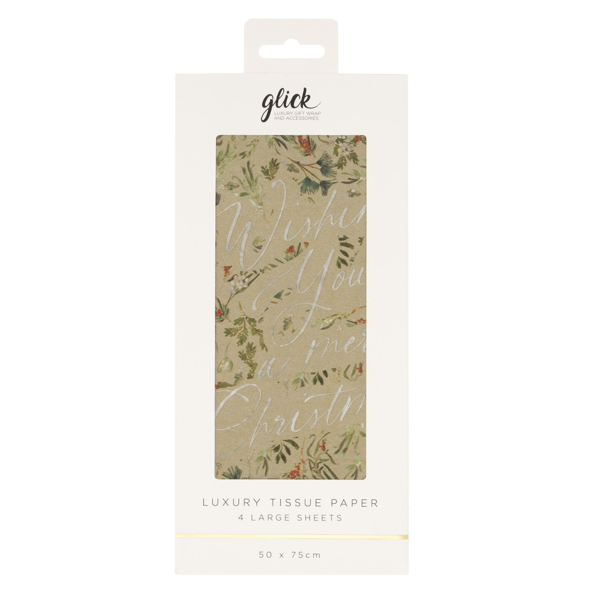 Christmas Printed Tissue Paper - Evergreen Embrace Gold