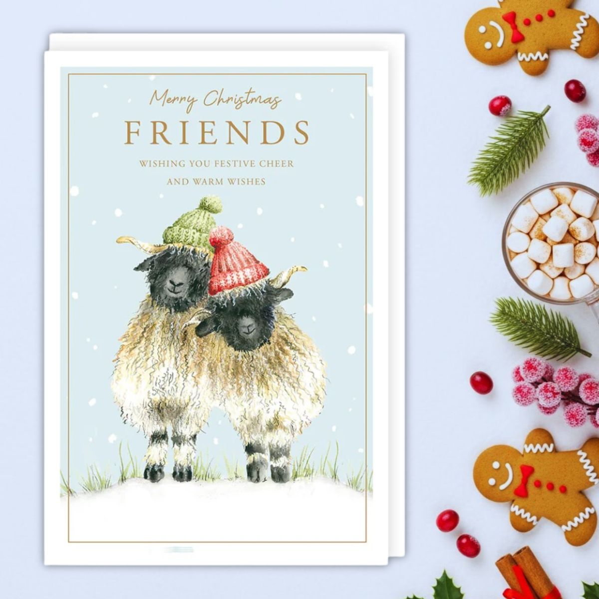 Friends Christmas Card - Wooly Sheep