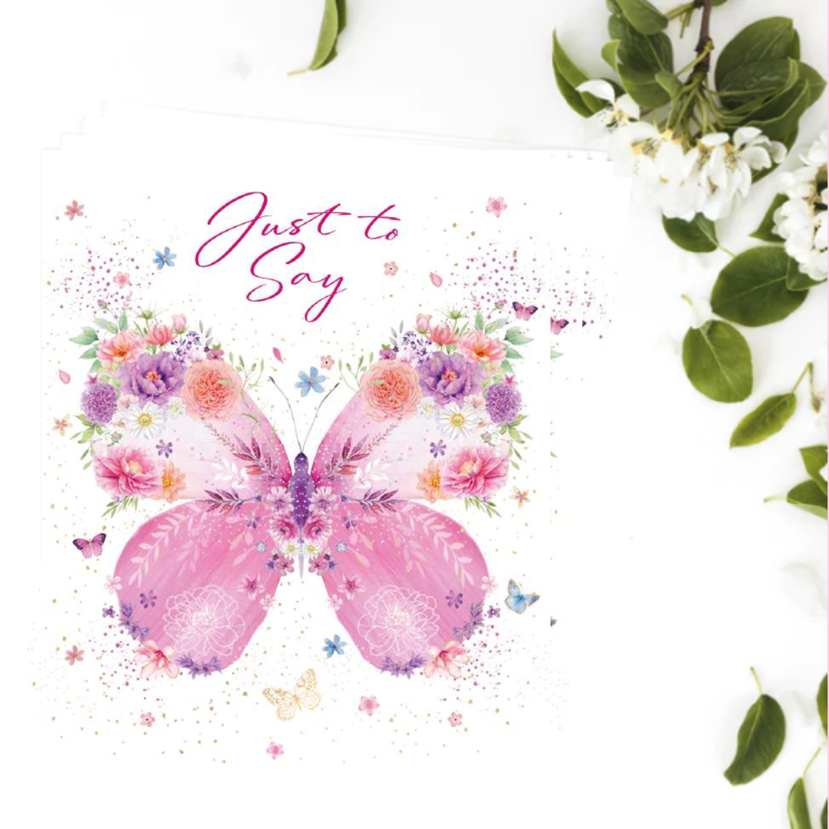 Notelets Just To Say - Floral Butterfly - Pack of 4