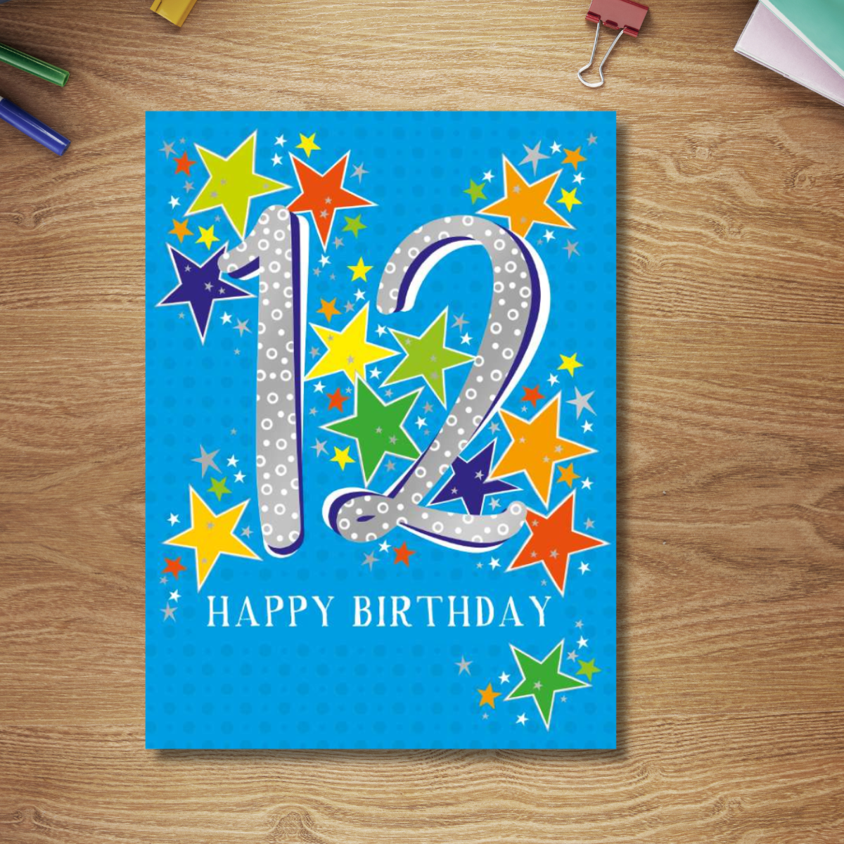 12th Birthday Card - All The Rage Neon Stars