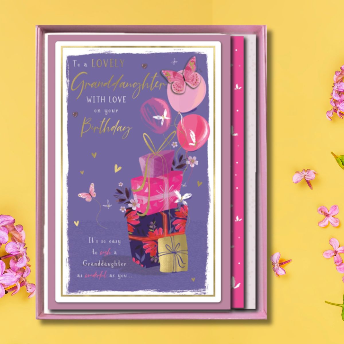 Granddaughter Birthday Card - Present Stack