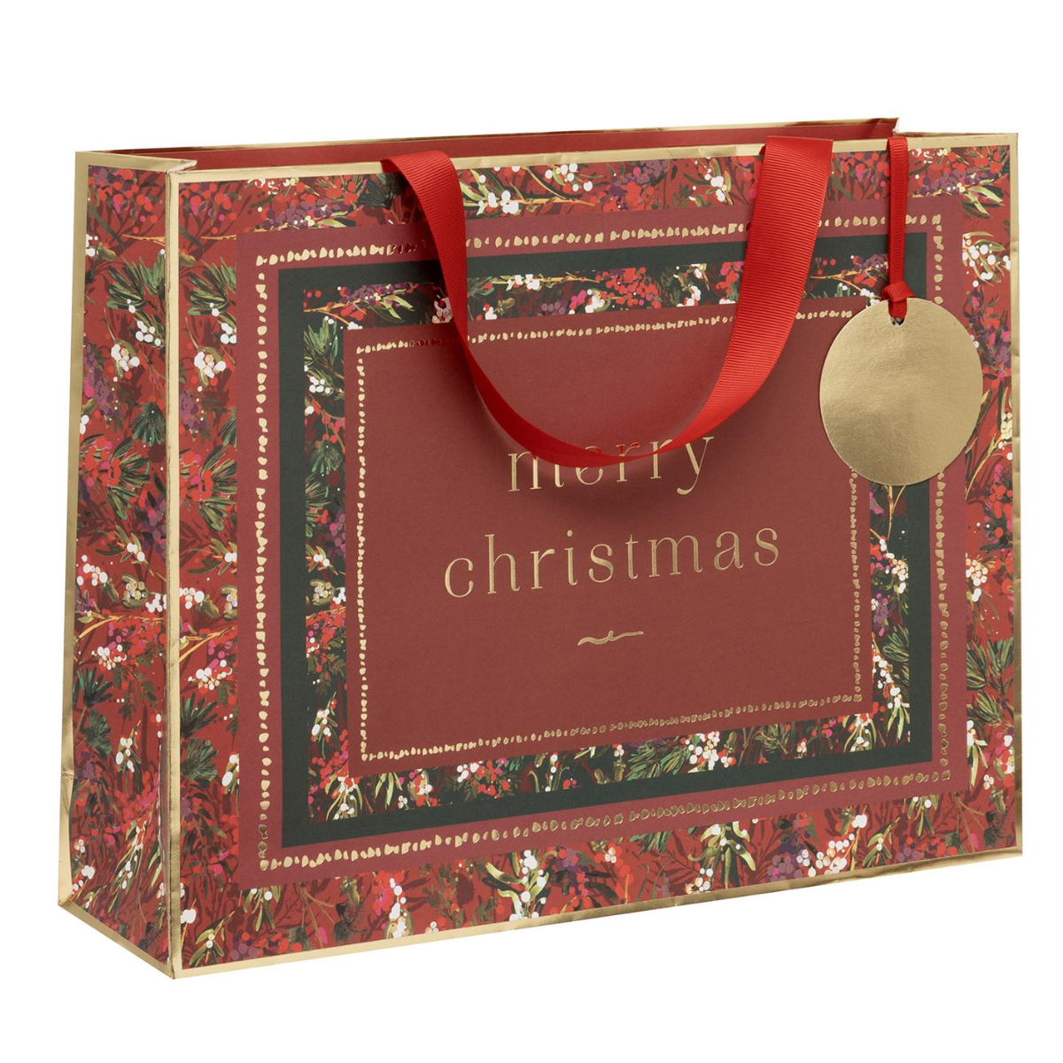 Christmas Gift Bag Large - Landscape Framed Foliage