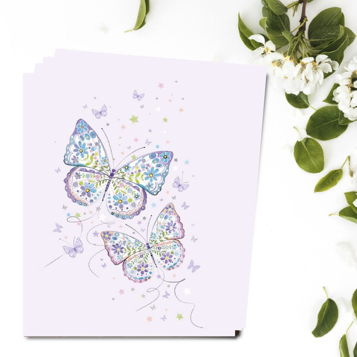 Notelets Blank - Lilac Butterflies - Pack of 4