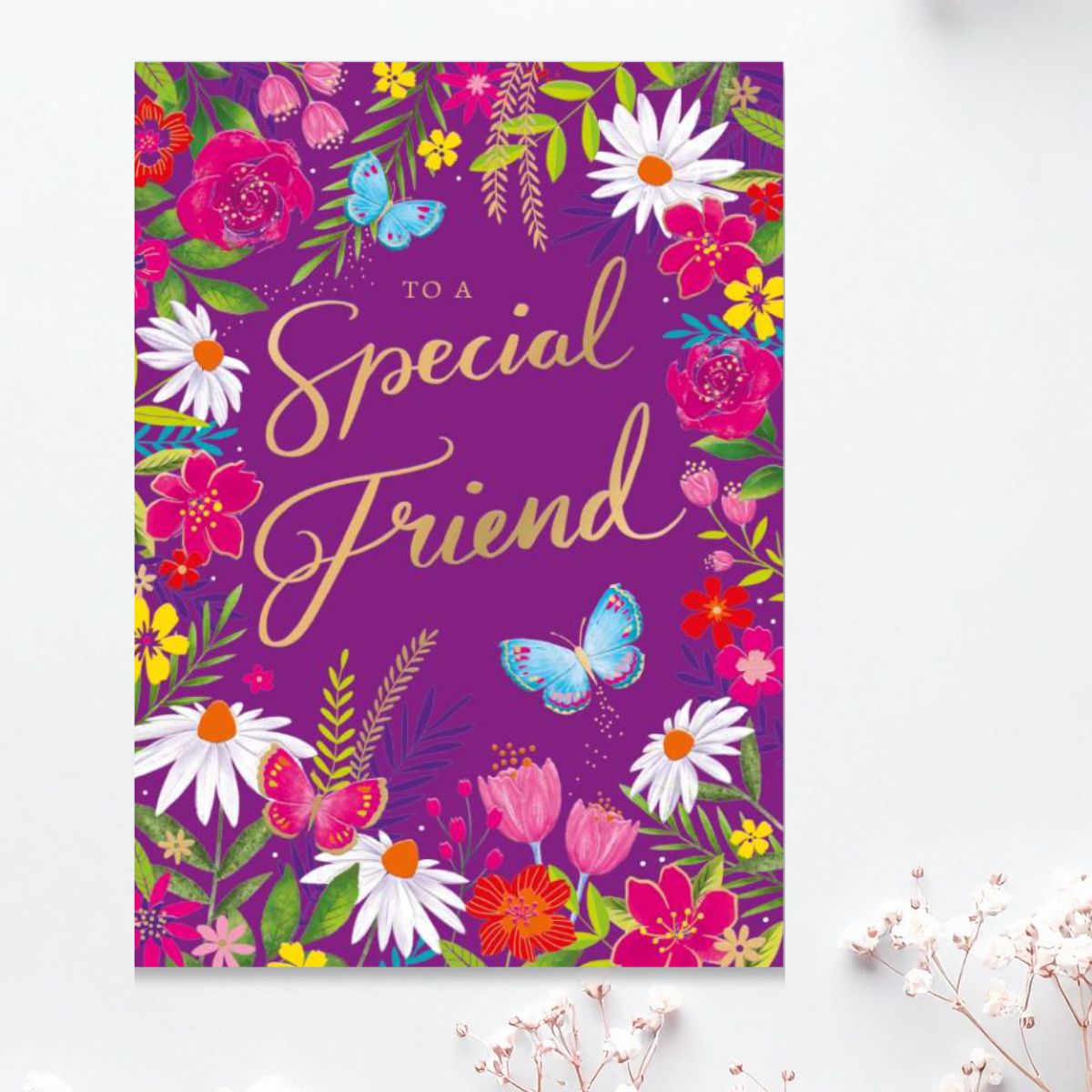 Friend Birthday Card - Floral Border