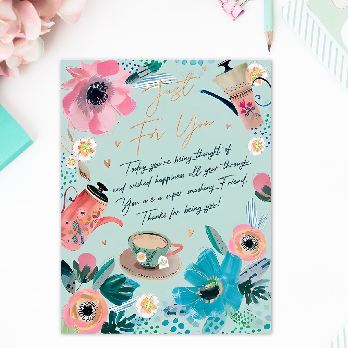 Sunshiny Birthday Card - Floral Tea