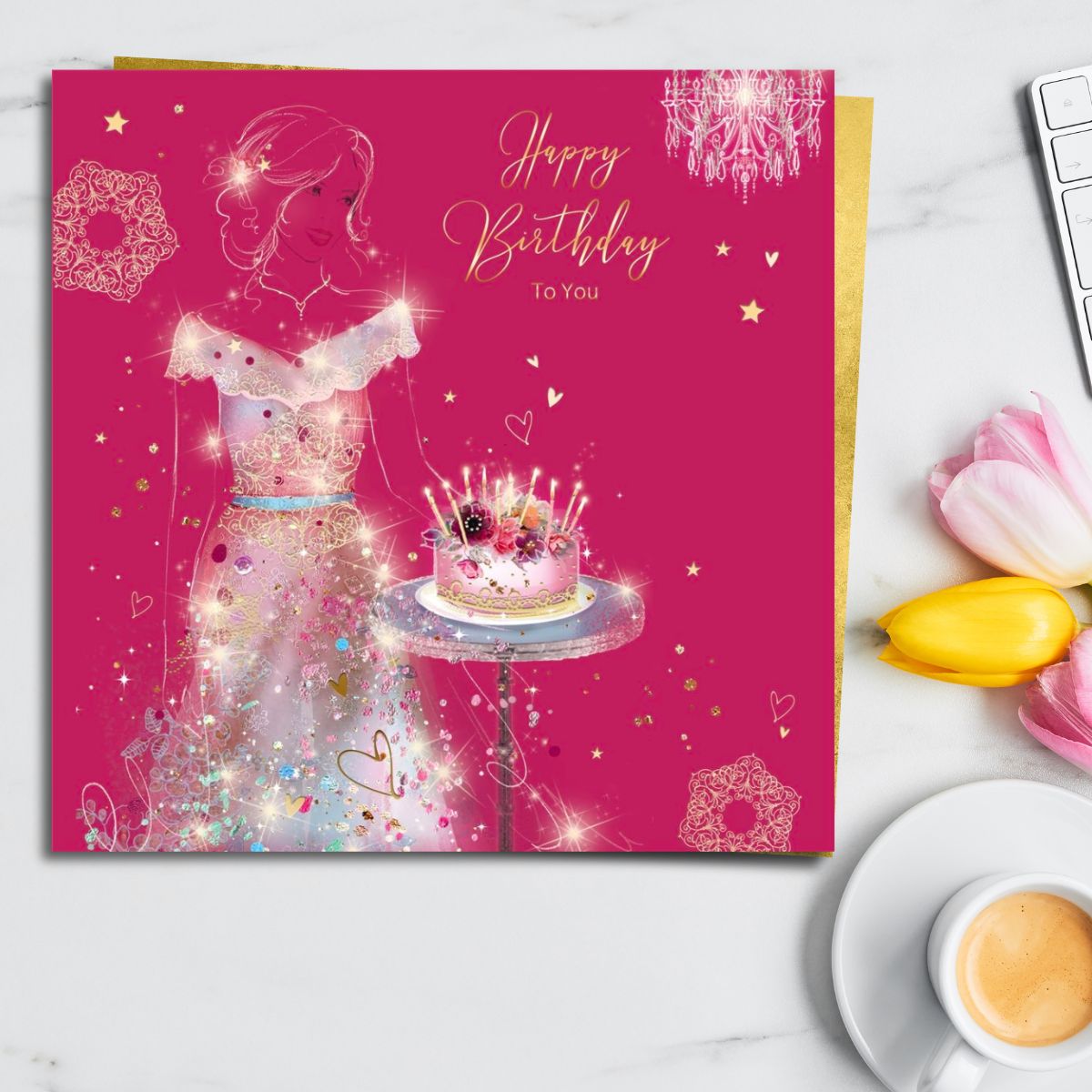 Grace Birthday Card - Lady & Cake
