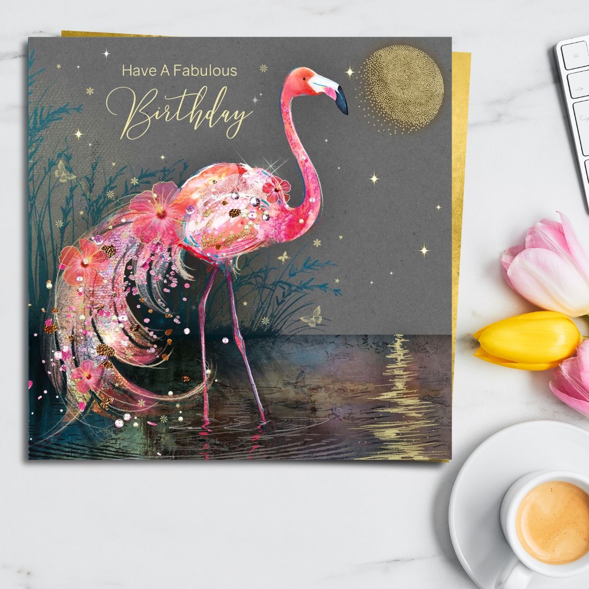 Grace Birthday Card - Flamingo