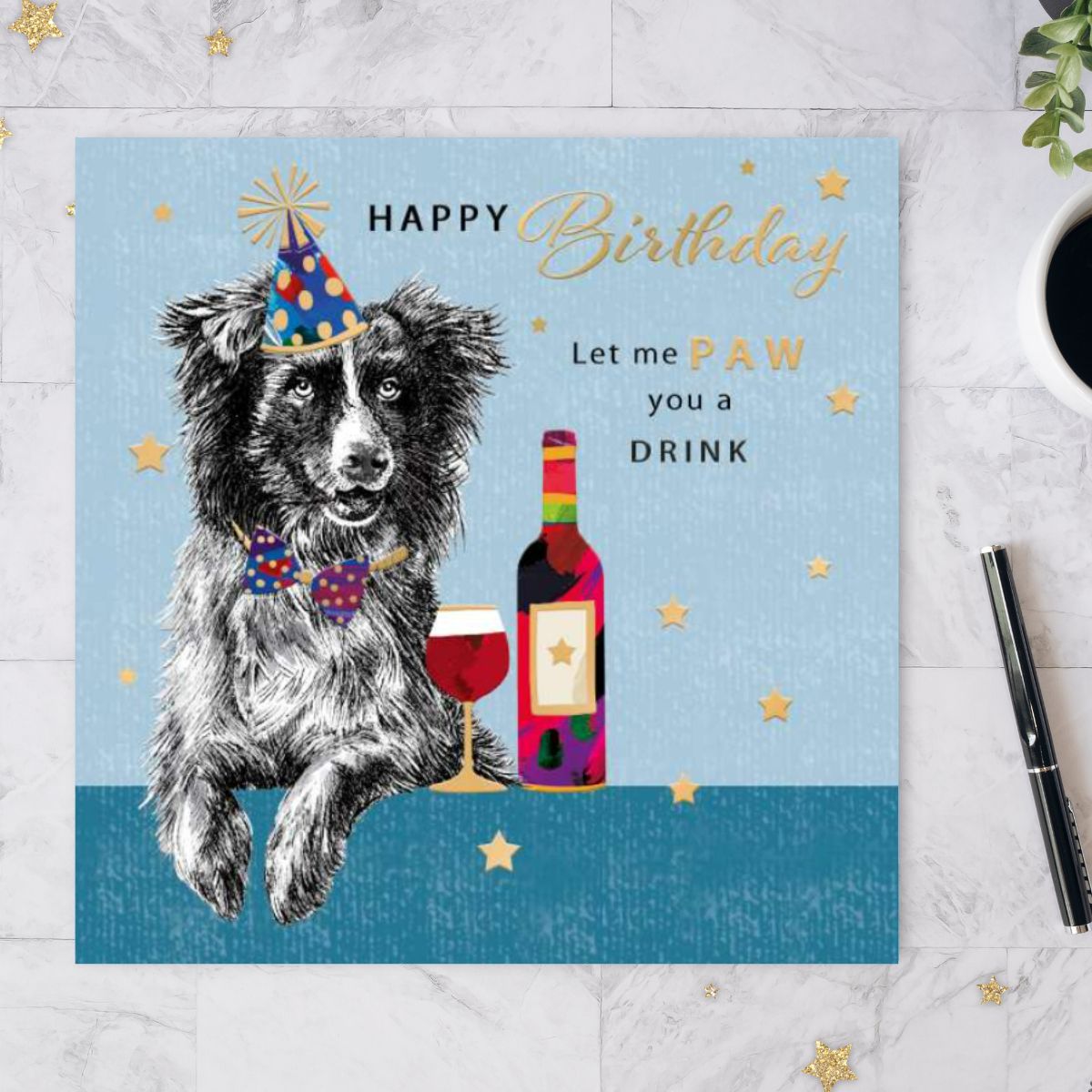 Manomals Birthday Card - Let Me Paw You A Drink