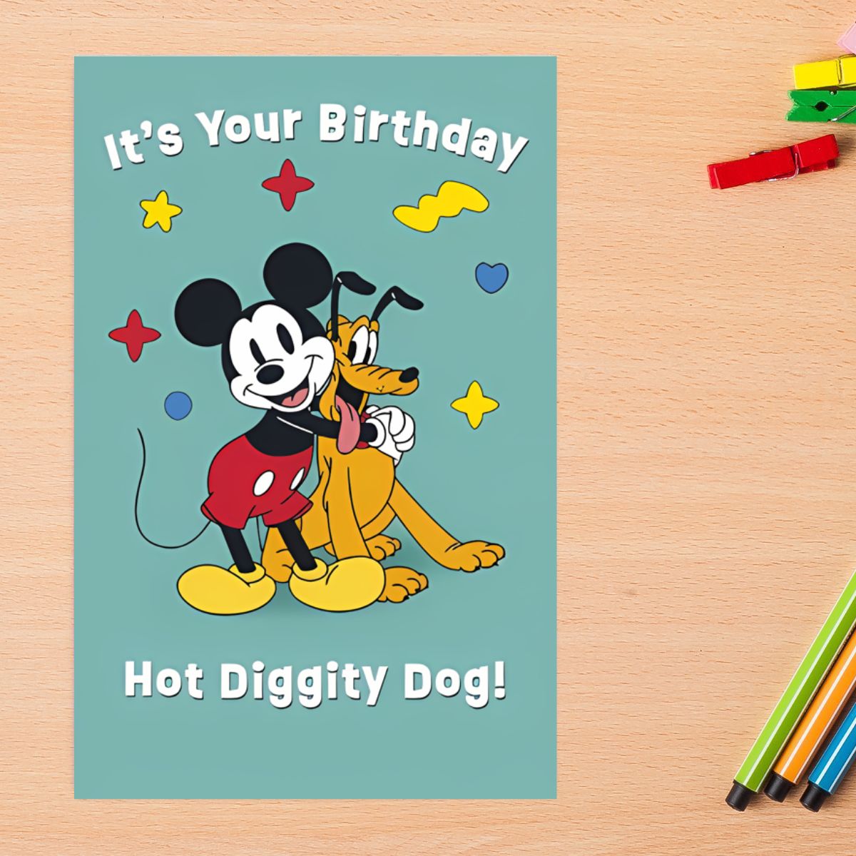 Disney Mickey Mouse Birthday Card - Hot Diggity Dog