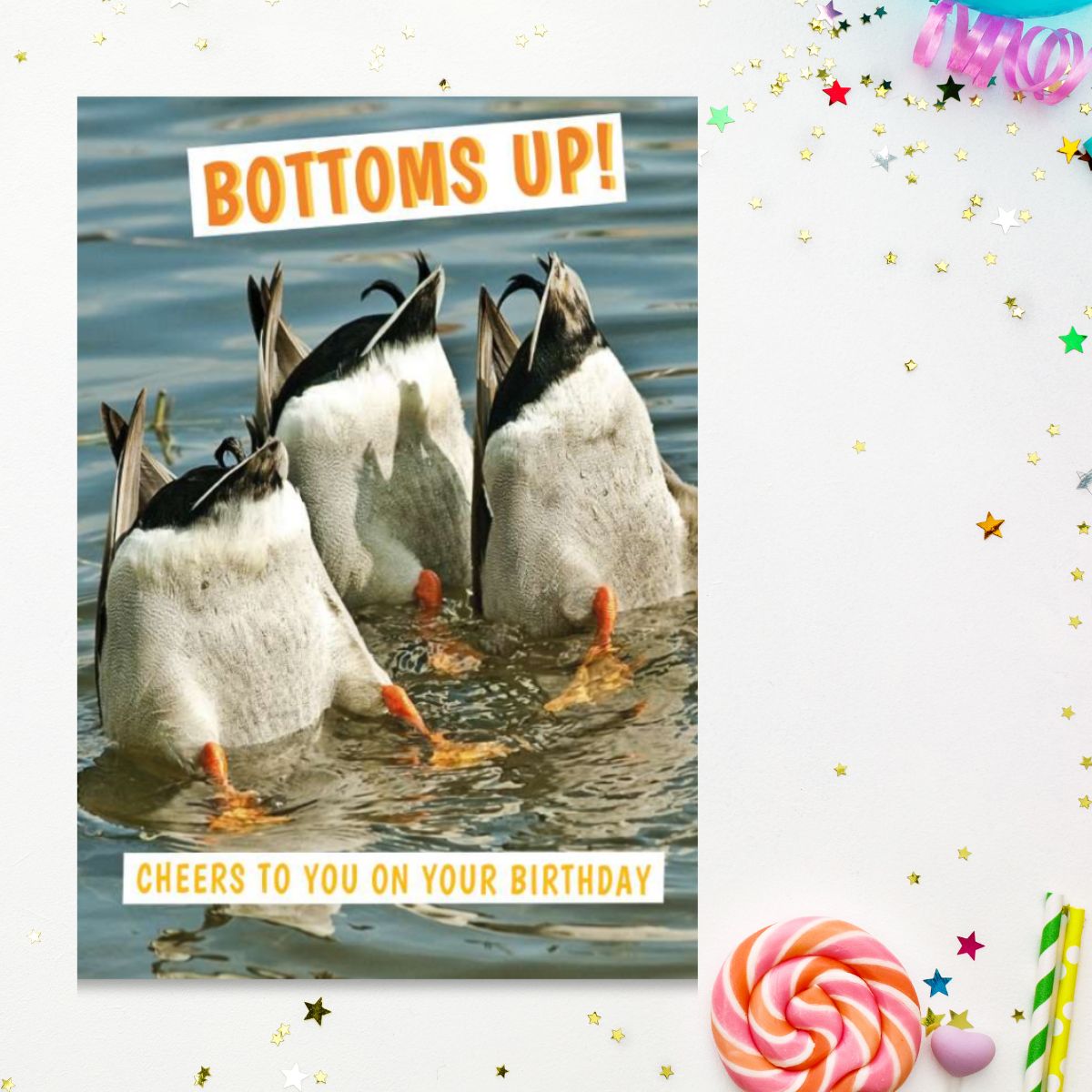 Picture This Funny Birthday Card - Bottoms Up