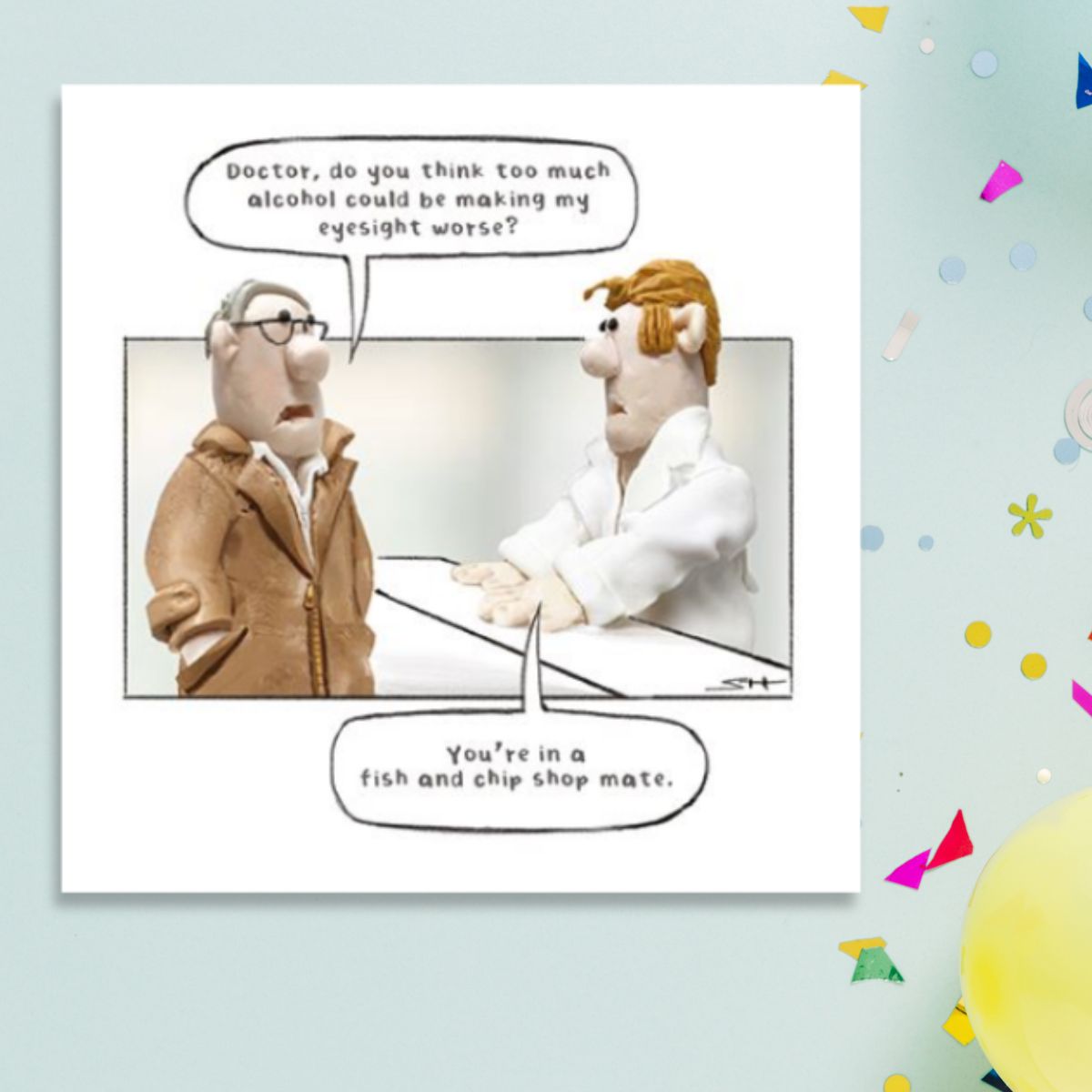 Model Family Funny Birthday Card - Fish And Chip Shop