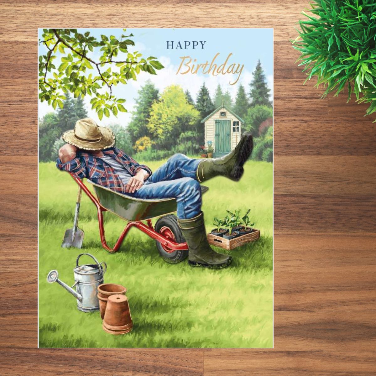 Decoupage Birthday Card - Wheelbarrow Nap