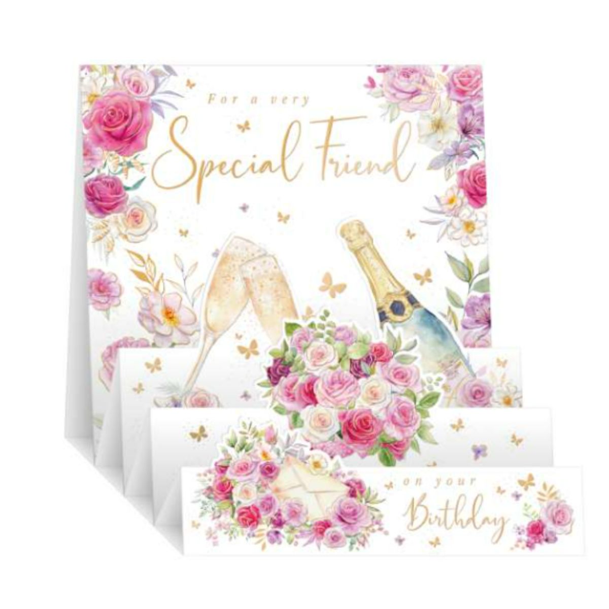 Zig Zag Pop Up Birthday Card - Special Friend Flowers