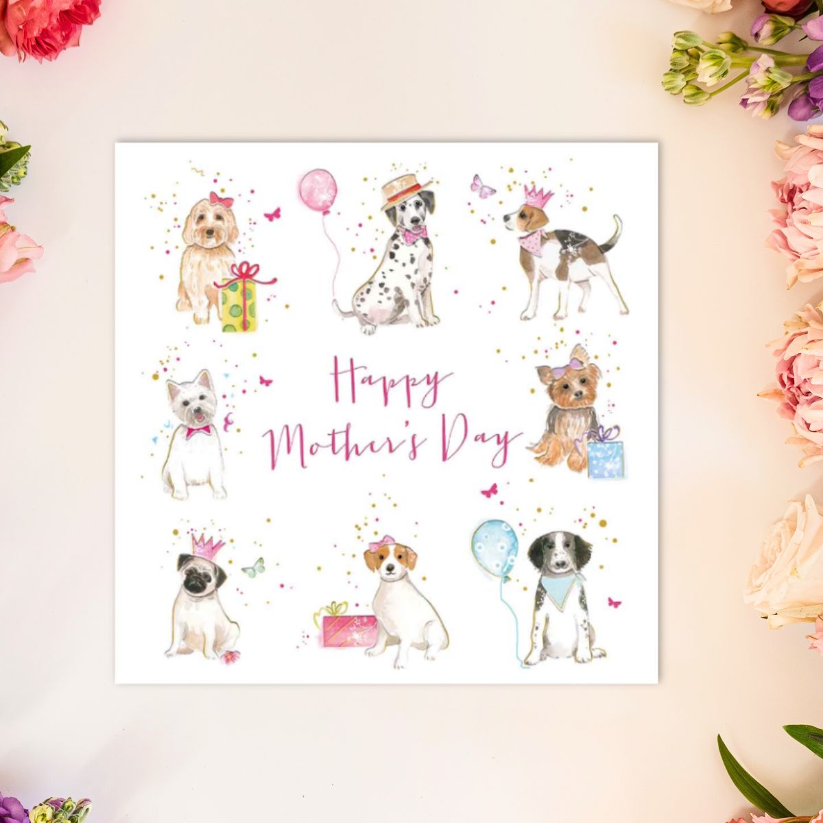Open Mother's Day Card - Cheri Party Dog Illustrations