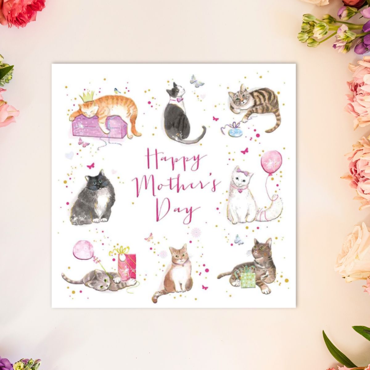 Open Mother's Day Card - Cheri Party Cat Illustrations