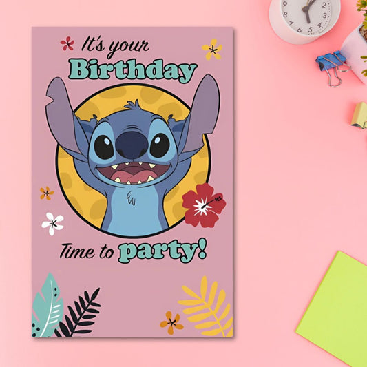 Disney Lilo & Stitch Birthday Card - Time To Party!