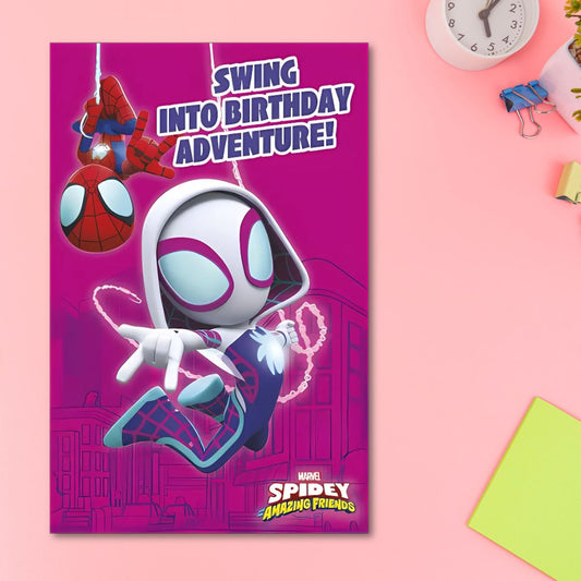 Disney Spiderman Birthday Card - Swing Into Birthday Adventure