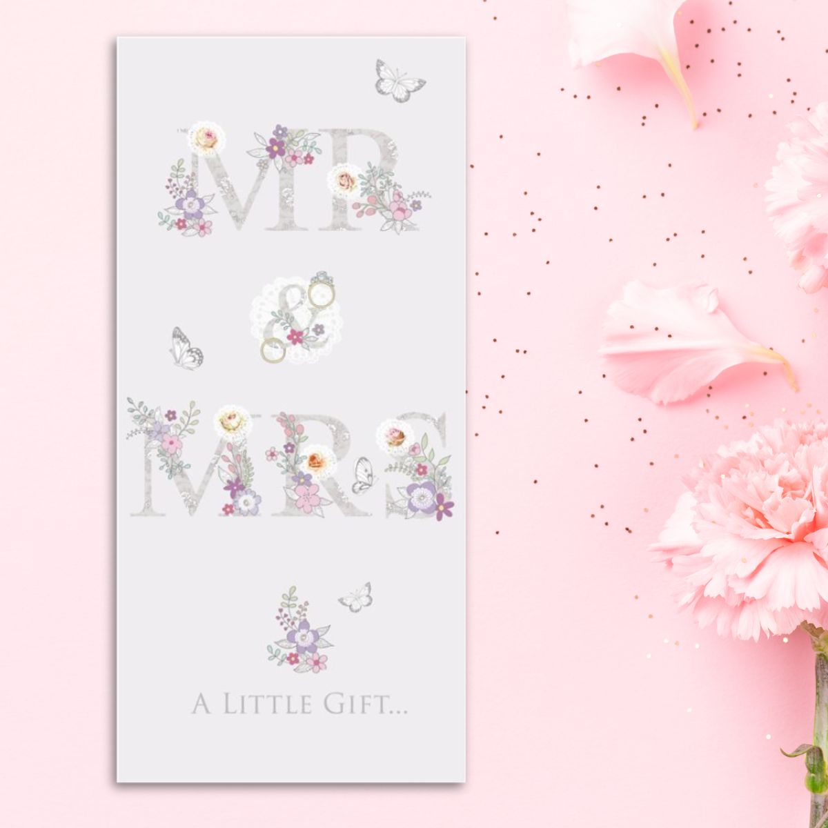 Money Wallet - Mr & Mrs Floral Text