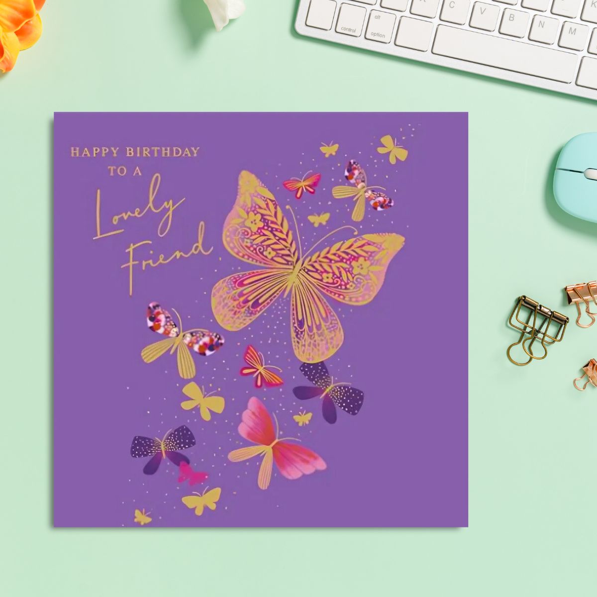 Damson Noire Birthday Card - Lovely Friend Butterflies