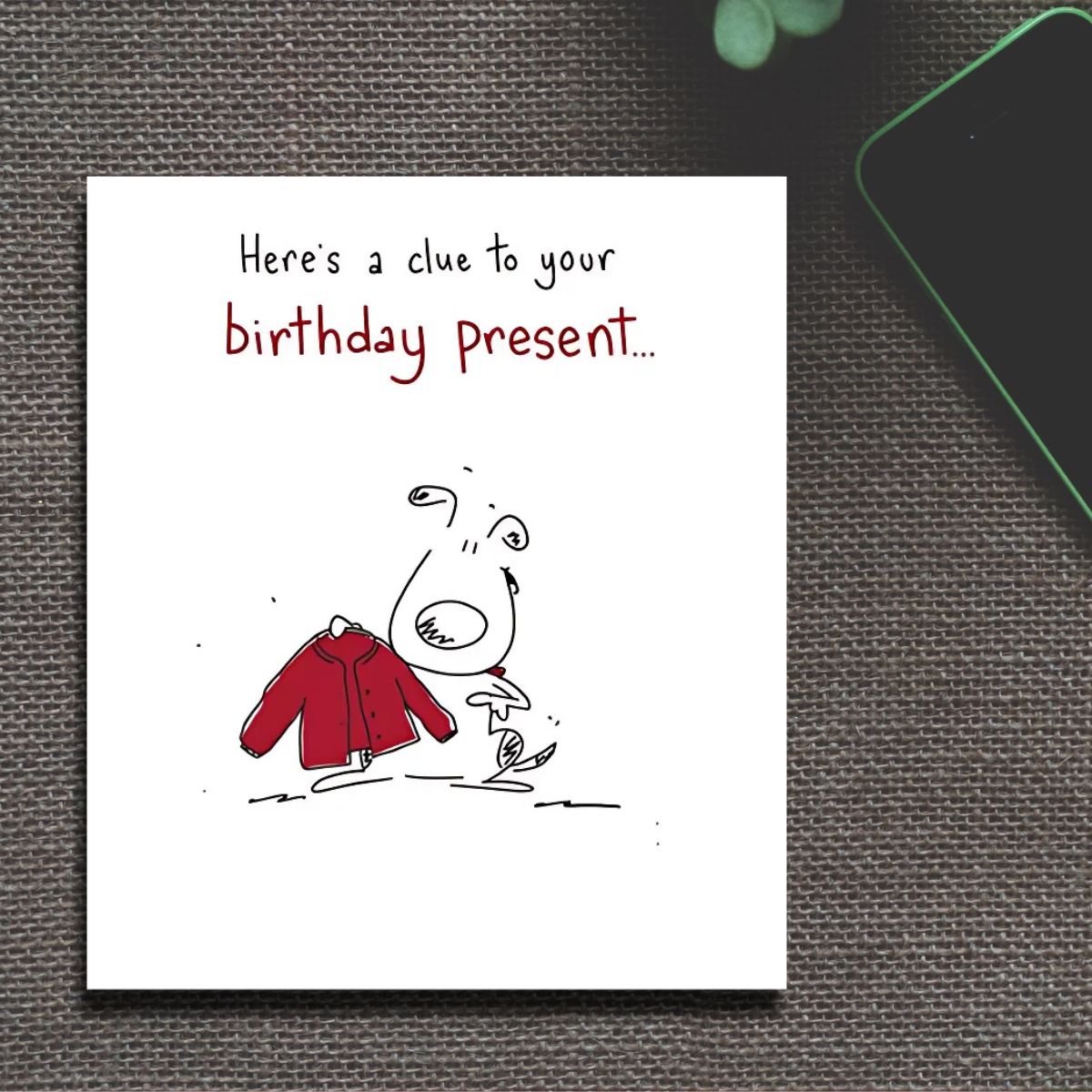 Pickles & Patch Funny Birthday Card - A Clue To Your Present